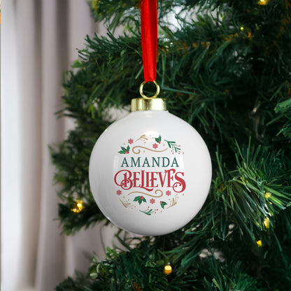 Personalised Believe in Christmas Bauble – Christmas Tree Keepsake Gift - image 3