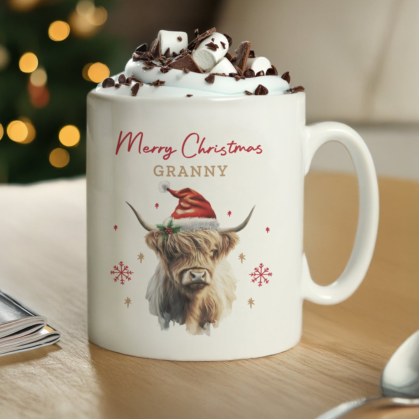 Personalised Highland Cow Christmas Mug – Christmas Stocking Filler Gift