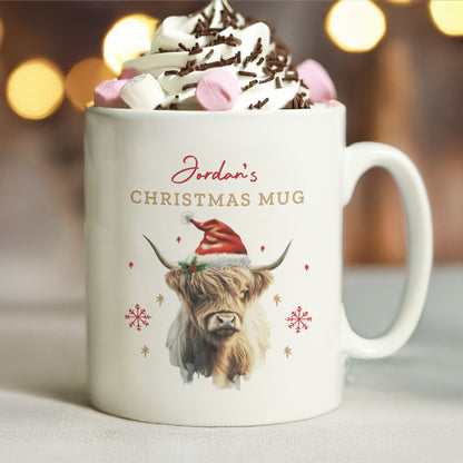 Personalised Highland Cow Christmas Mug – Christmas Stocking Filler Gift - image 3