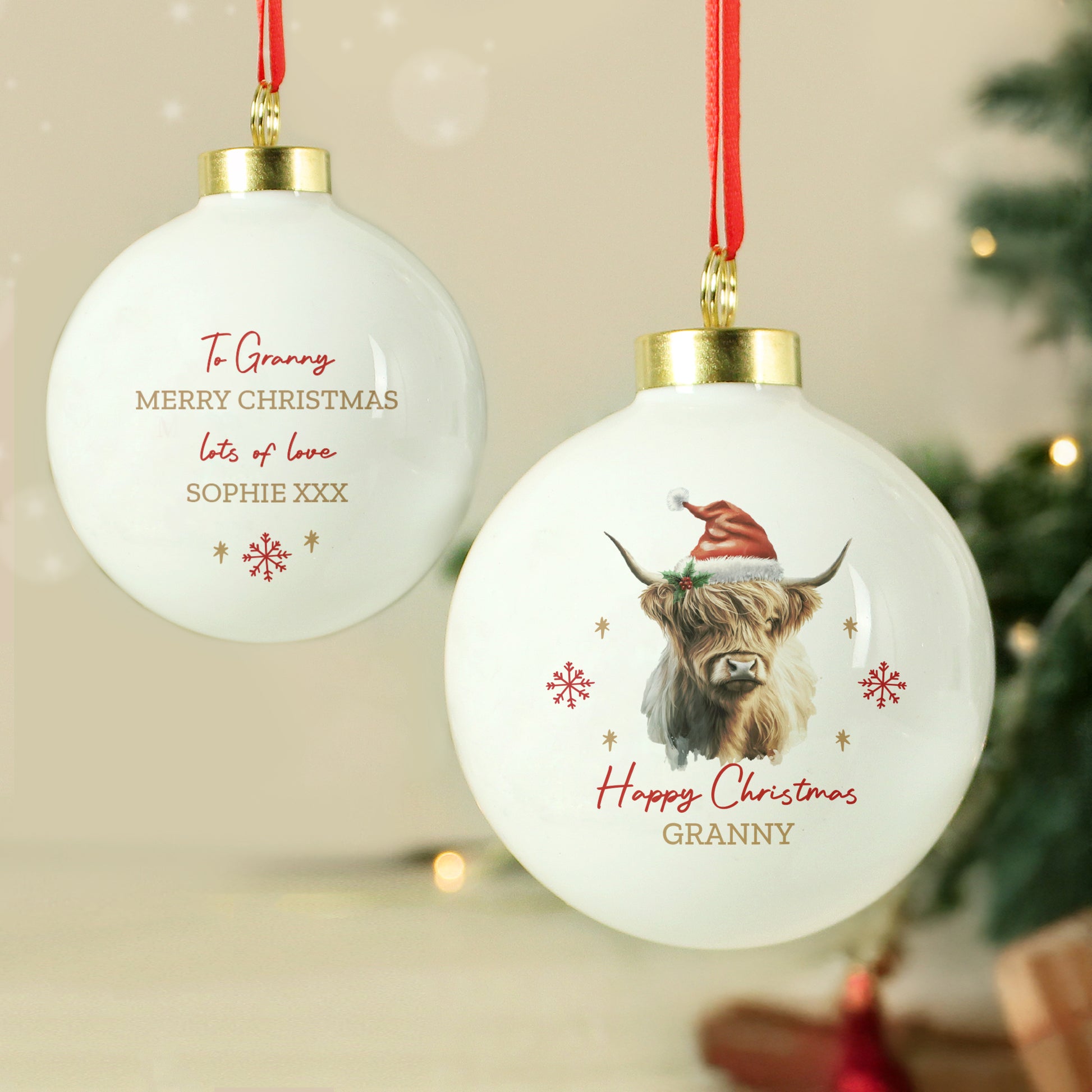 Personalised Highland Cow Christmas Bauble – Christmas Tree Gift - image 4