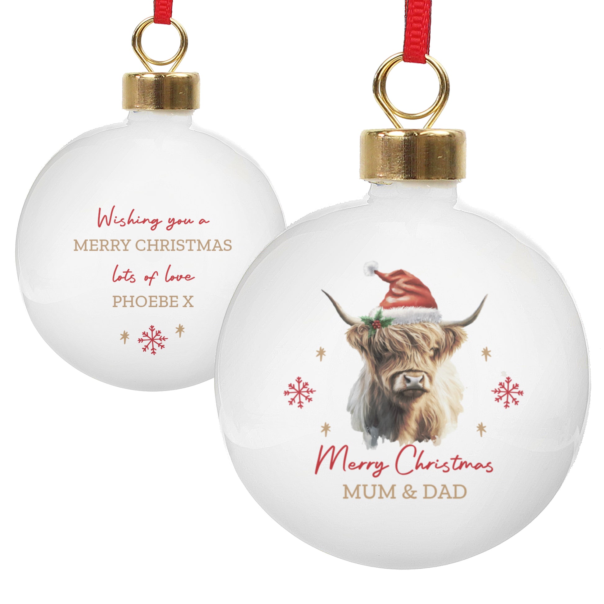 Personalised Highland Cow Christmas Bauble – Christmas Tree Gift - image 5
