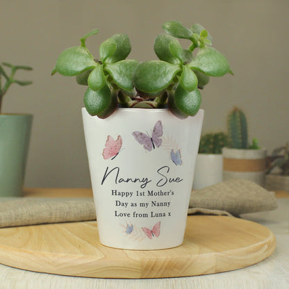 Personalised Butterfly Plant Pot – Birthday Housewarming Gift for Her
