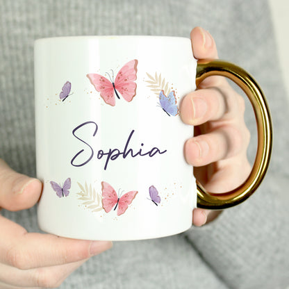 Personalised Butterfly Gold Handled Mug – Birthday Mother's Day Gift for Her - image 3