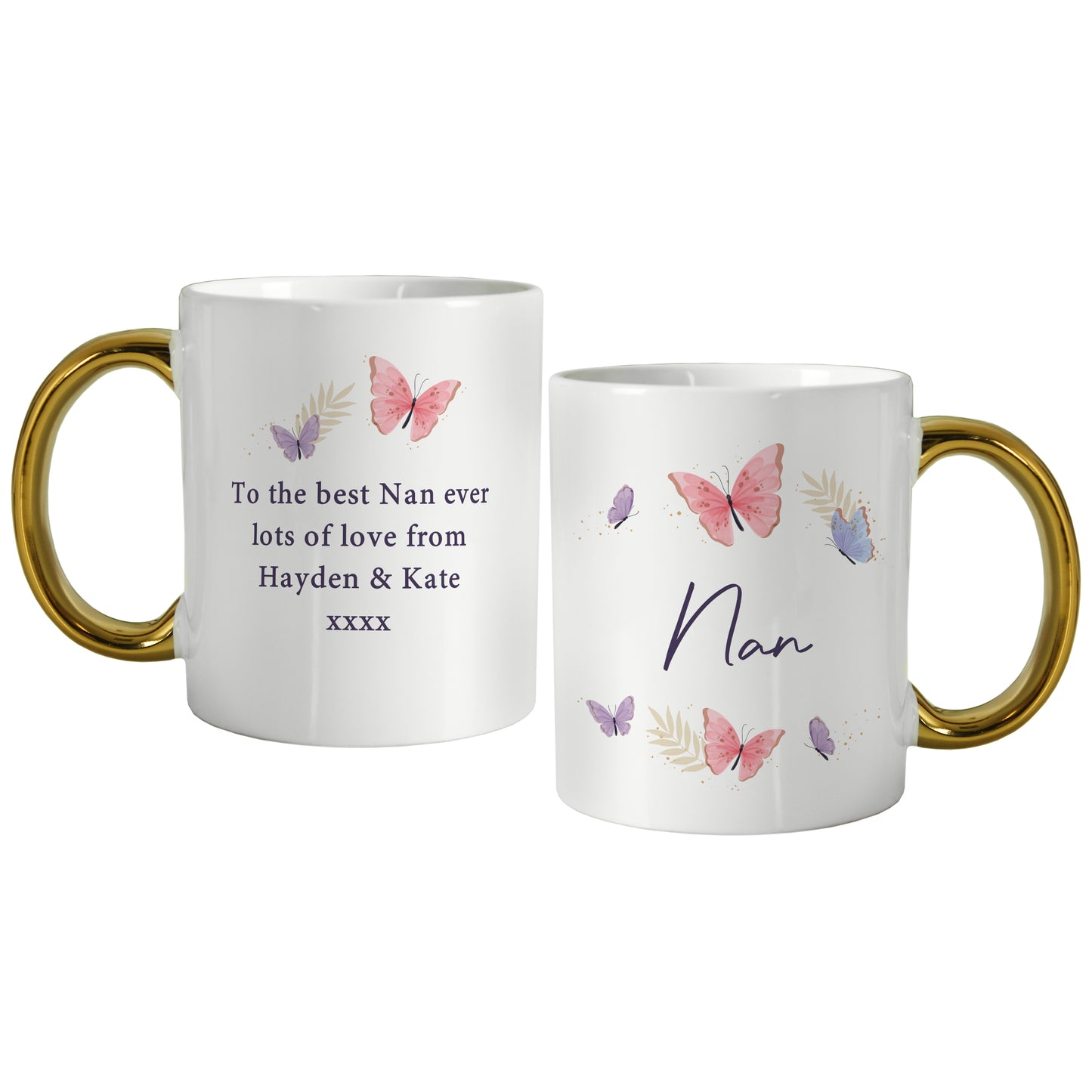Personalised Butterfly Gold Handled Mug – Birthday Mother's Day Gift for Her - image 4