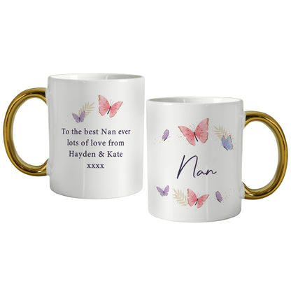 Personalised Butterfly Gold Handled Mug – Birthday Mother's Day Gift for Her - image 4