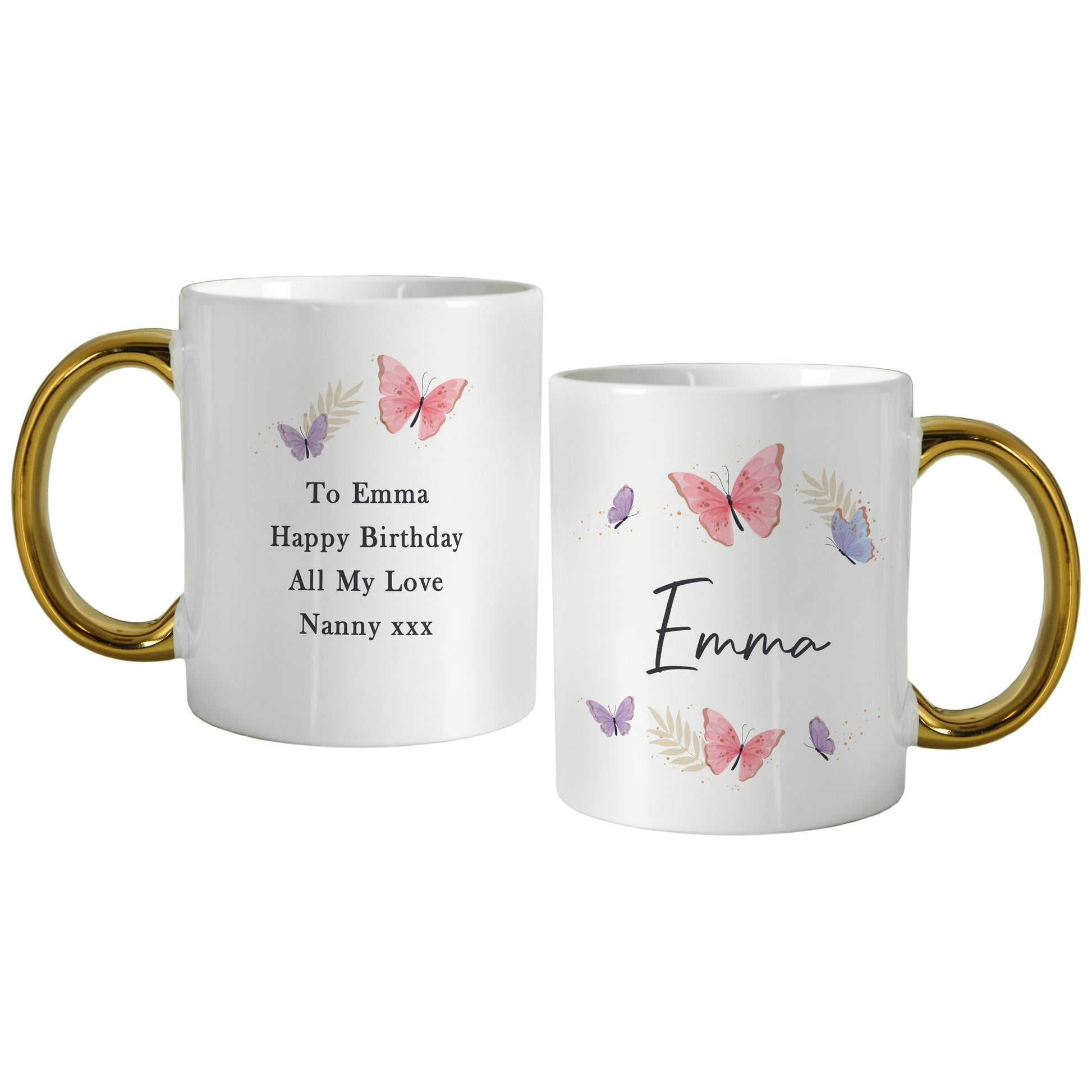 Personalised Butterfly Gold Handled Mug – Birthday Mother's Day Gift for Her - image 5