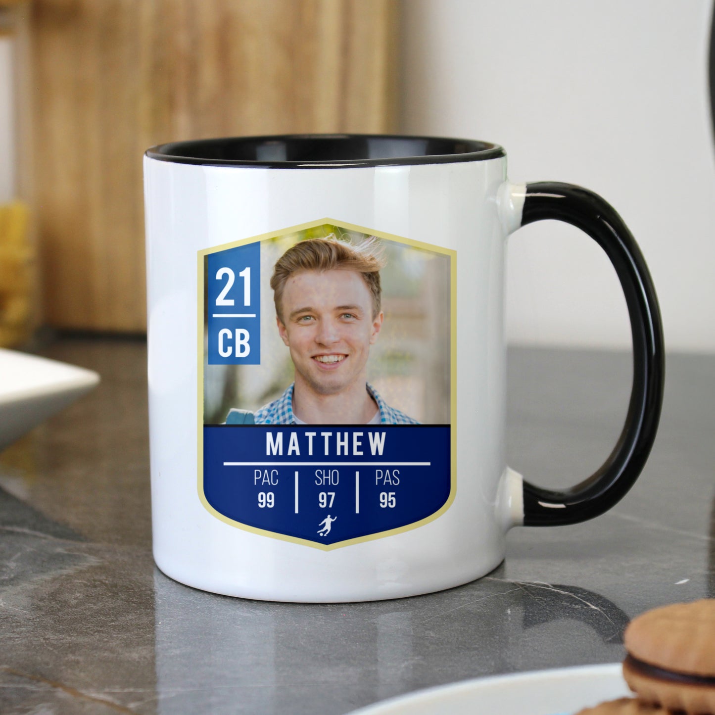 Personalised Photo Upload Football Stats Black Handle Mug – Football Fan Gift - image 2