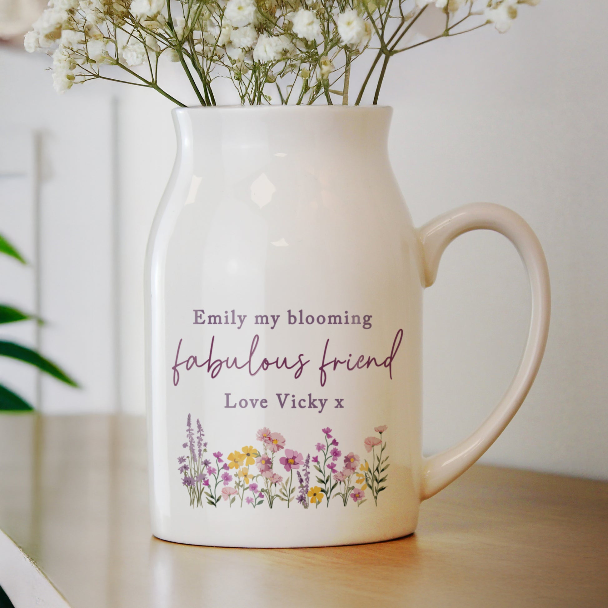Personalised Wild Flower Jug Vase – Birthday Mother's Day Housewarming Gift - image 3