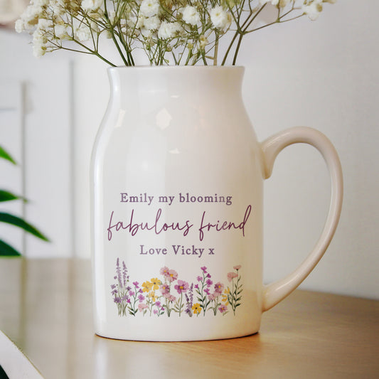 Personalised Wild Flower Jug Vase – Birthday Mother's Day Housewarming Gift - image 3