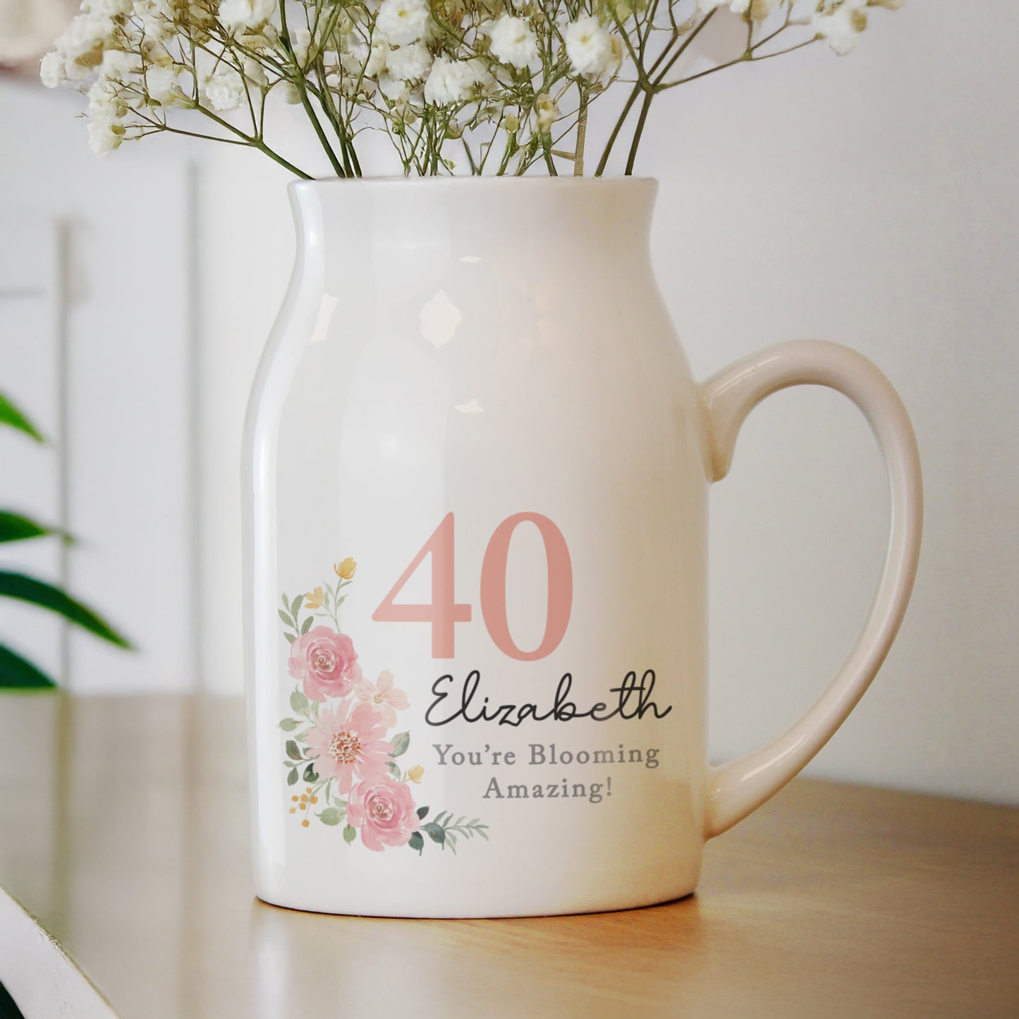 Personalised Floral Birthday Jug Vase – Birthday Gift for Flower Lovers - image 3