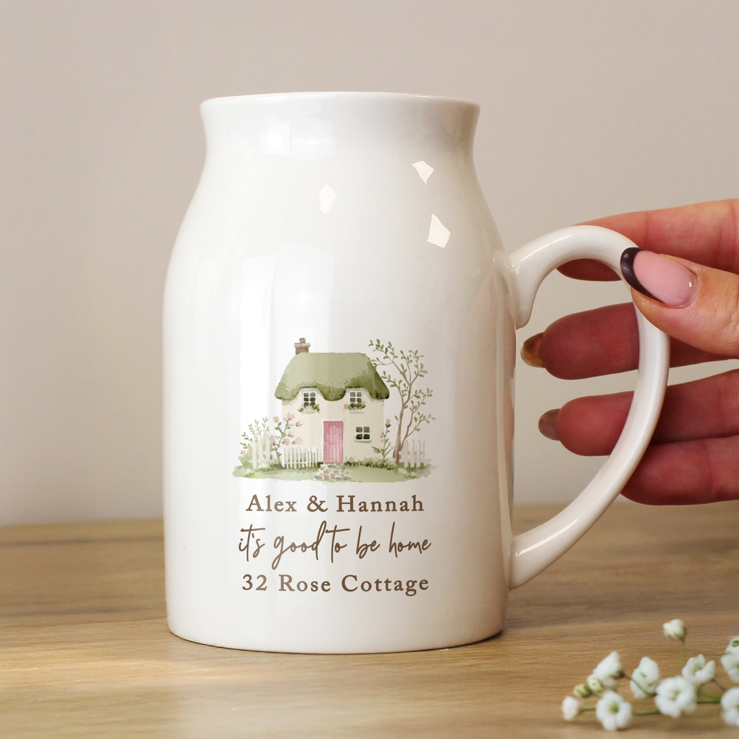 Personalised Country Cottage Jug Vase – Birthday Mother's Day Housewarming Gift - image 2