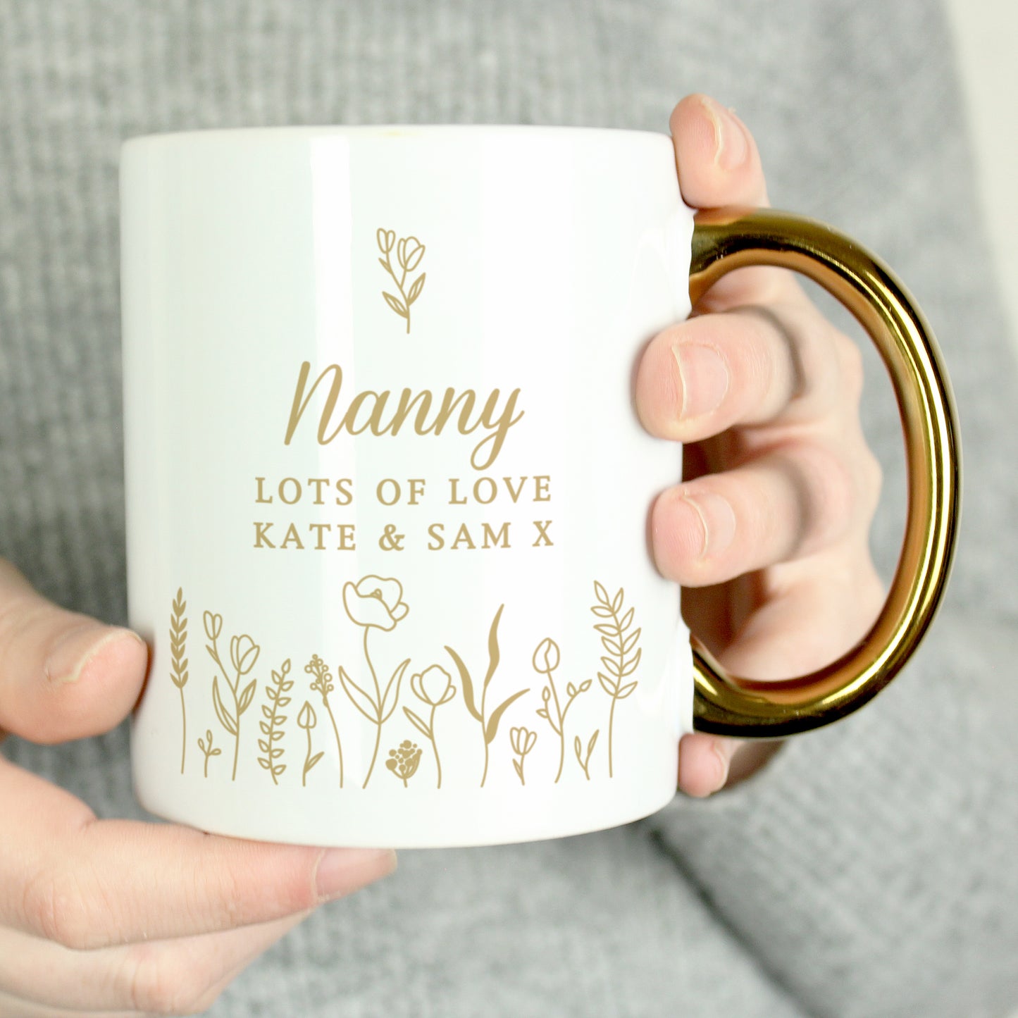 Personalised Floral Gold Handle Mug – Birthday Mother's Day Gift for Her - image 2