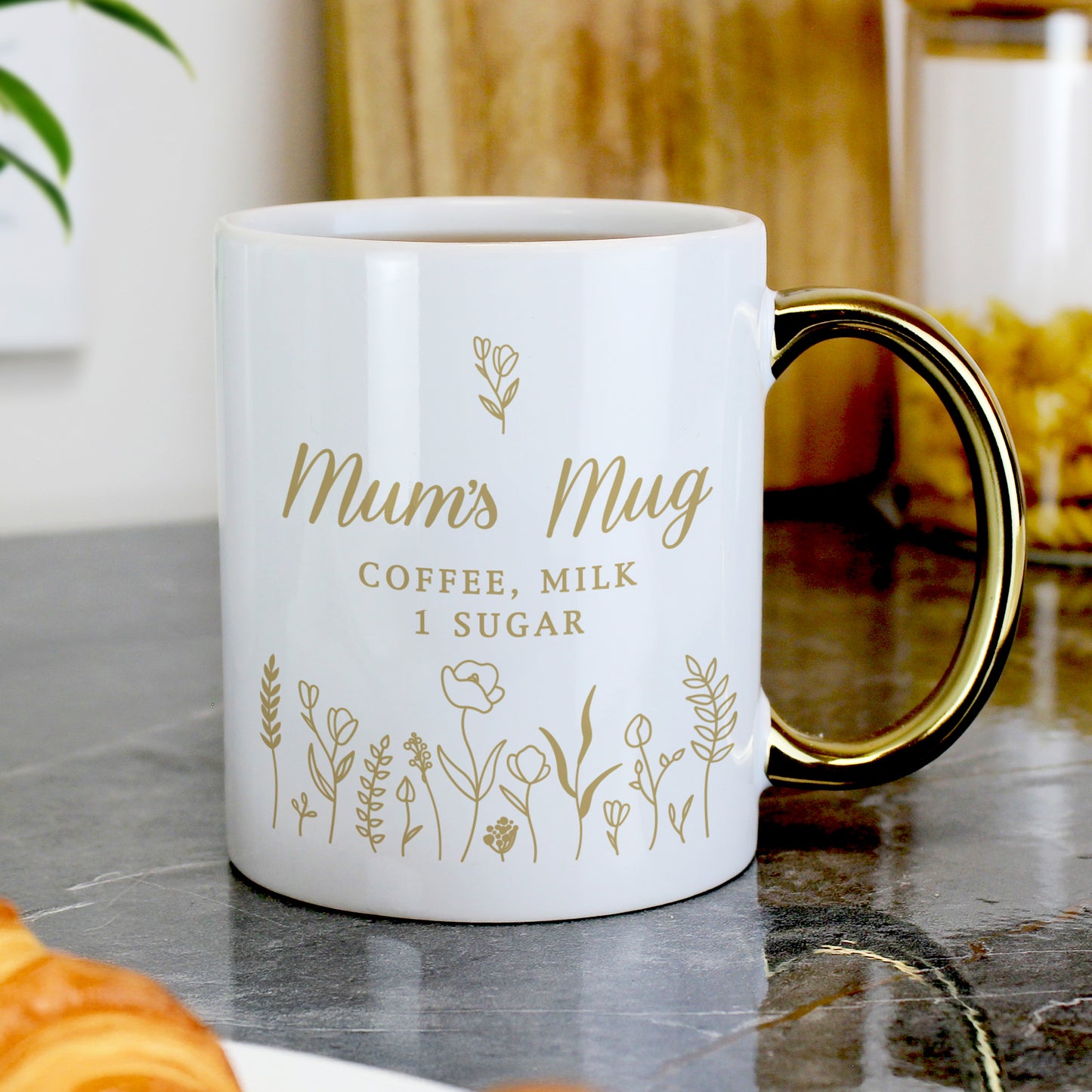 Personalised Floral Gold Handle Mug – Birthday Mother's Day Gift for Her - image 3