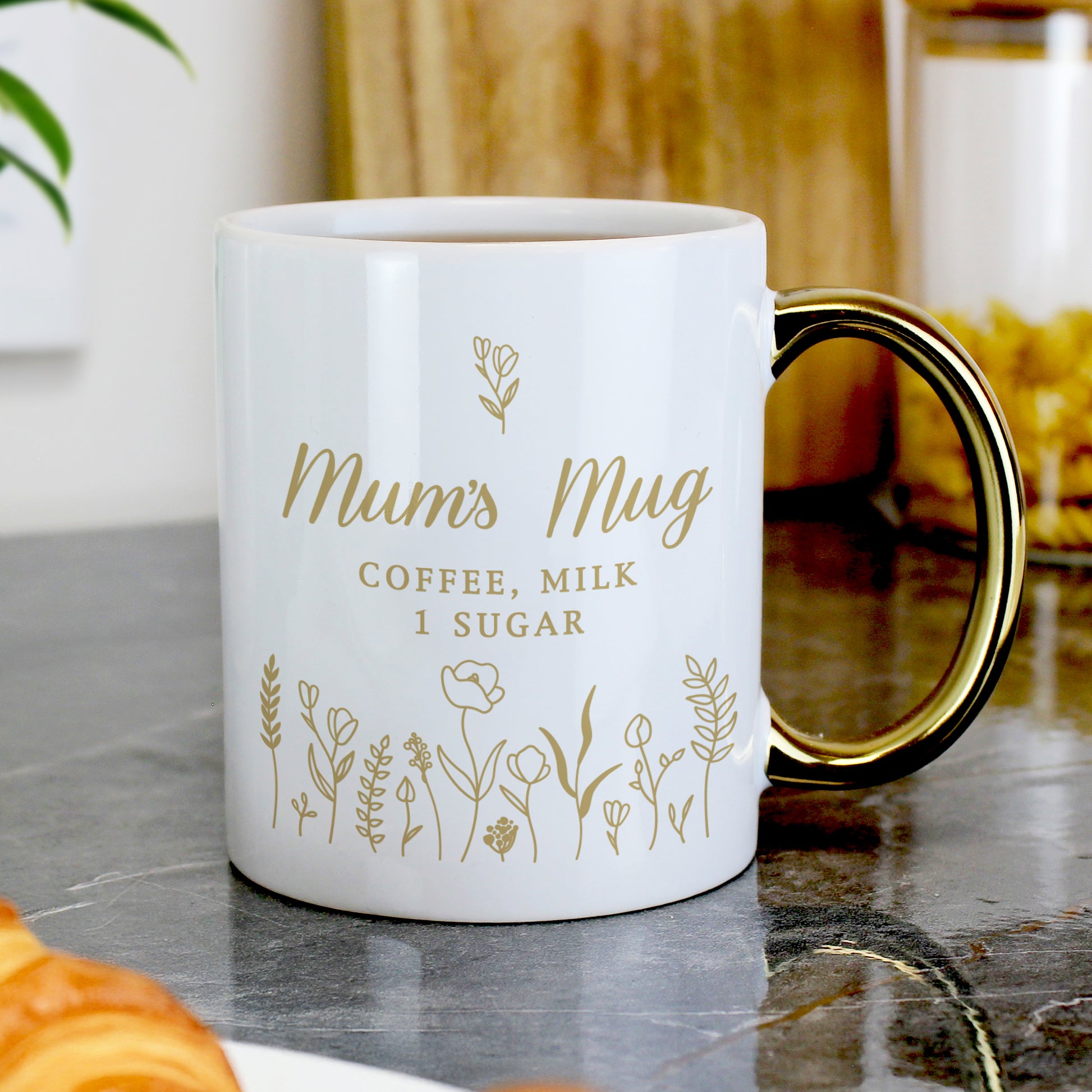 Personalised Floral Gold Handle Mug – Birthday Mother's Day Gift for Her - image 3