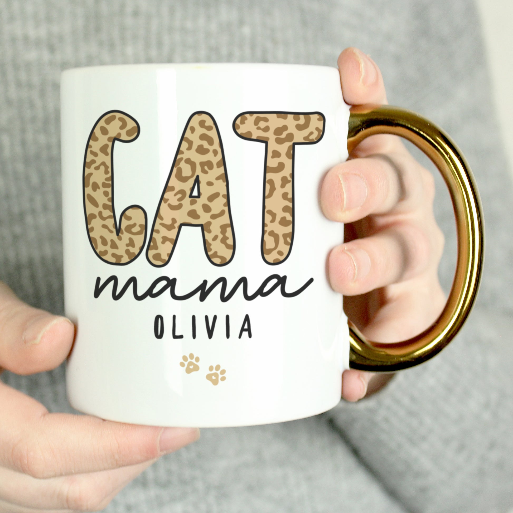 Personalised Cat Mama Gold Handle Mug – Birthday Gift for Cat Lovers - image 2