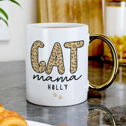 Personalised Cat Mama Gold Handle Mug – Birthday Gift for Cat Lovers - image 3