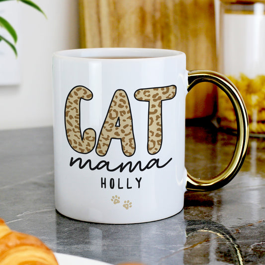 Personalised Cat Mama Gold Handle Mug – Birthday Gift for Cat Lovers - image 3