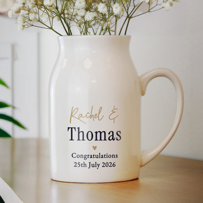 Personalised Black and Gold Free Text Jug Vase – Any Occasion Gift - image 3