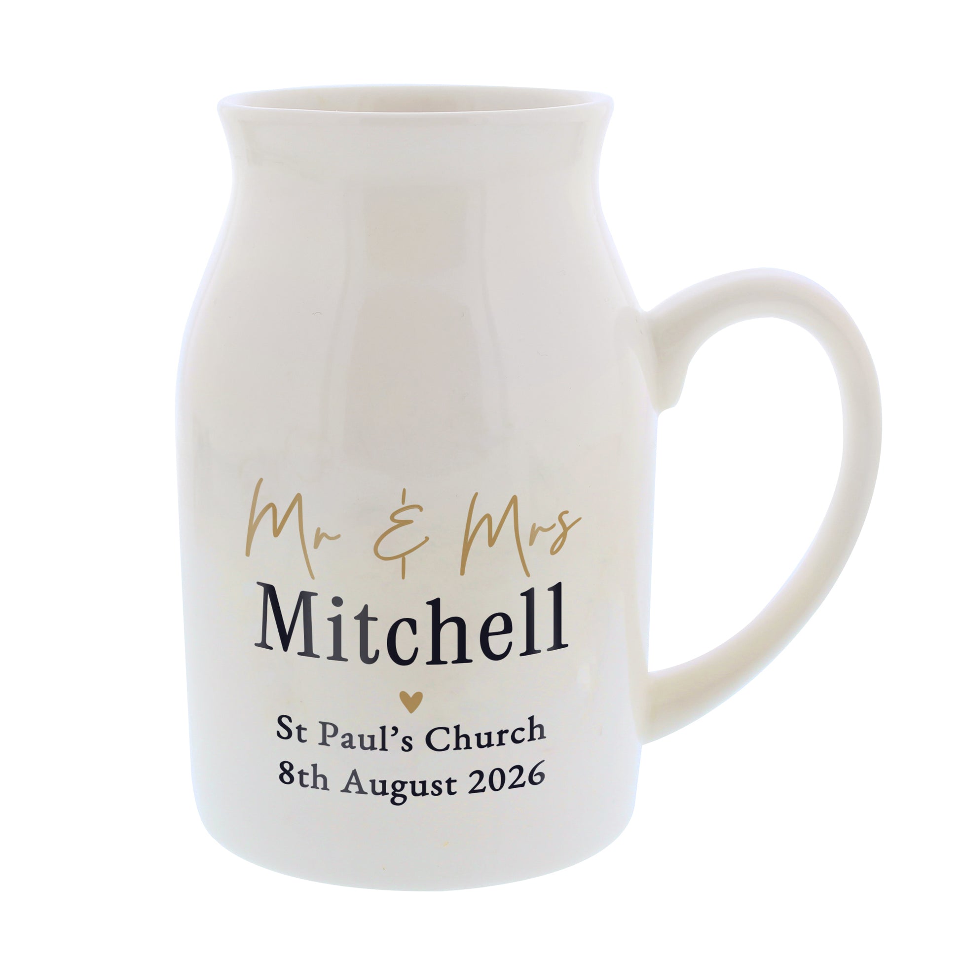 Personalised Black and Gold Free Text Jug Vase – Any Occasion Gift - image 4