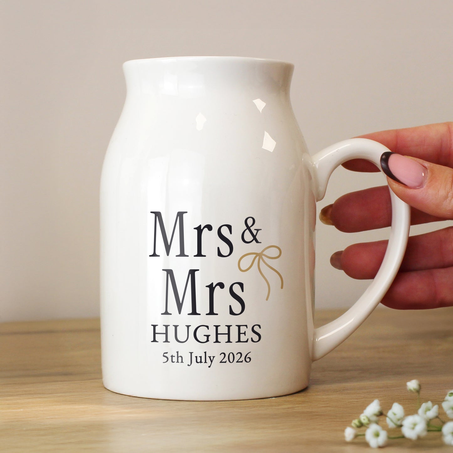 Personalised Black and Gold Couples Jug Vase – Wedding Anniversary Gift - image 2