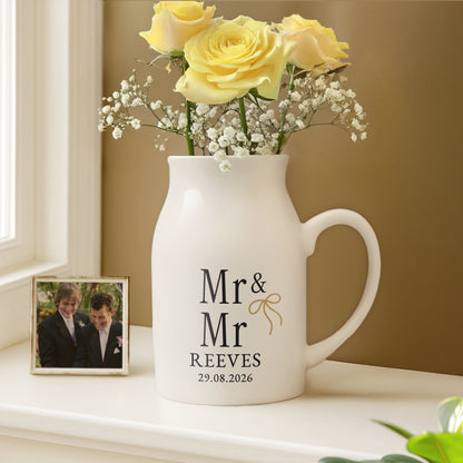 Personalised Black and Gold Couples Jug Vase – Wedding Anniversary Gift - image 4