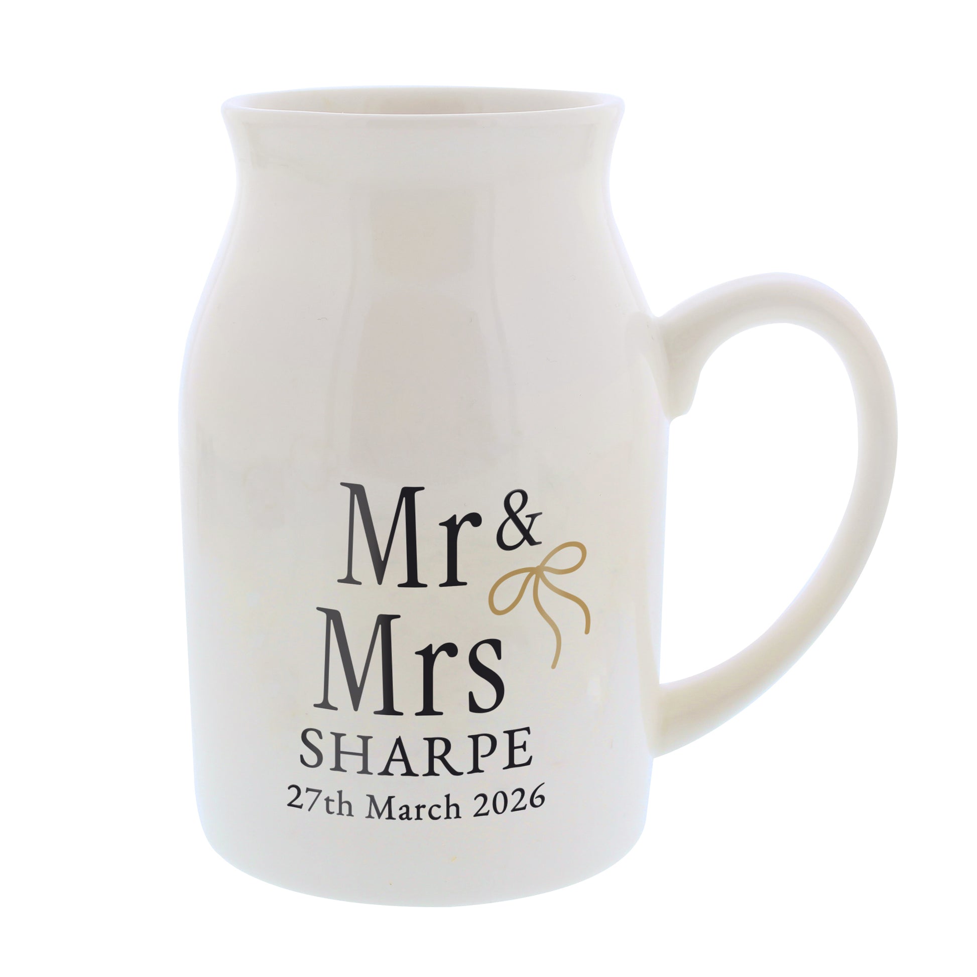 Personalised Black and Gold Couples Jug Vase – Wedding Anniversary Gift - image 5