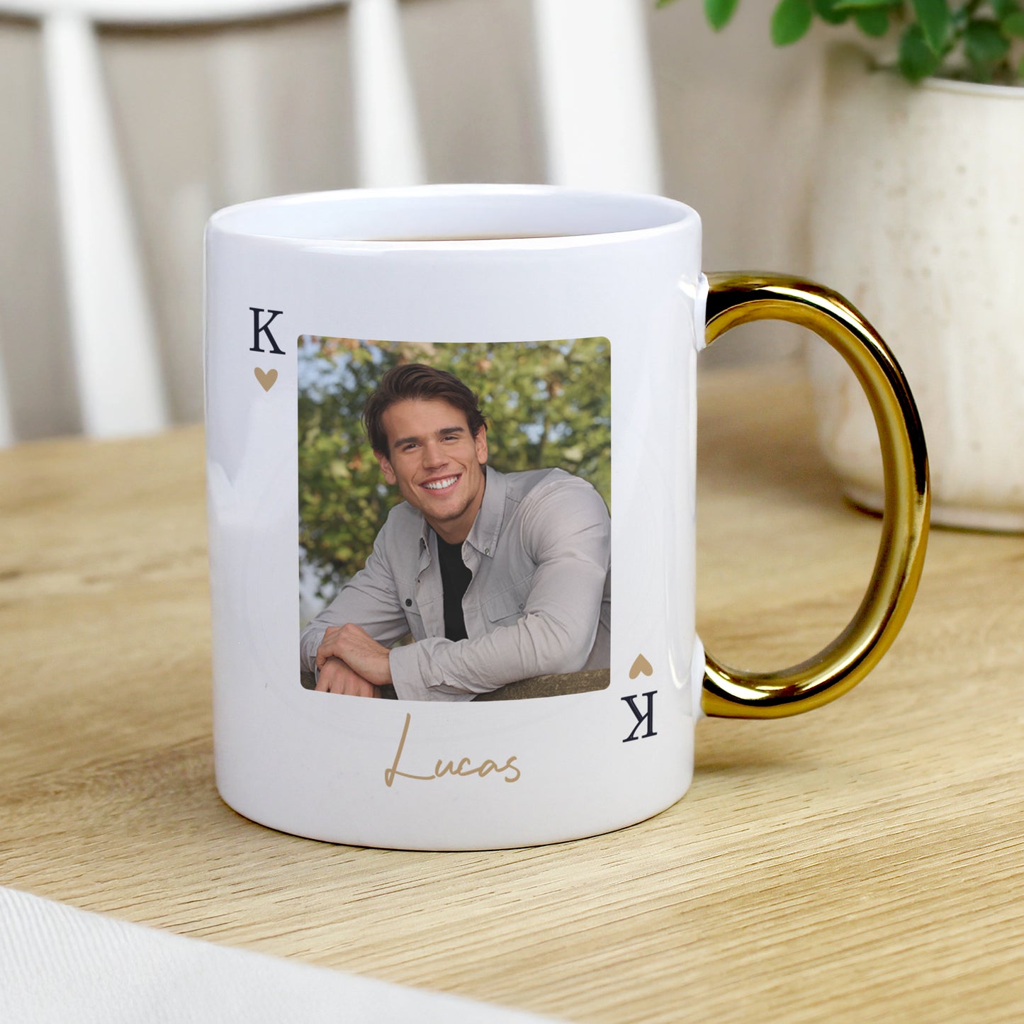 Personalised Photo Upload King Gold Handle Mug – Birthday Father's Day Gift