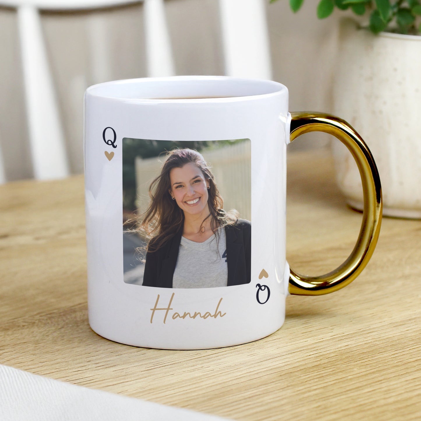 Personalised Photo Upload Queen Gold Handle Mug – Birthday Gift for Her