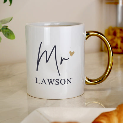 Personalised Mr Gold Handle Mug – Wedding Teacher Gift - image 3