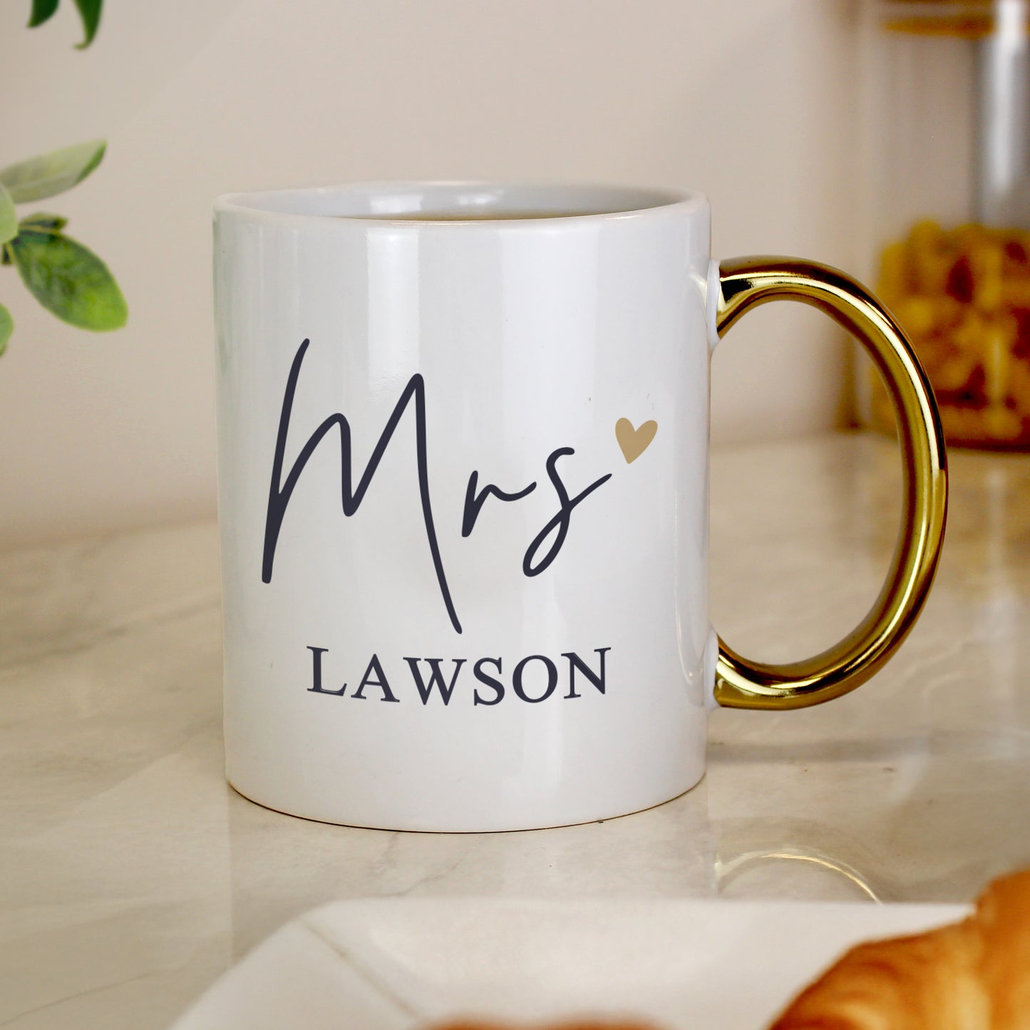 Personalised Mrs Gold Handle Mug – Wedding Teacher Gift - image 3