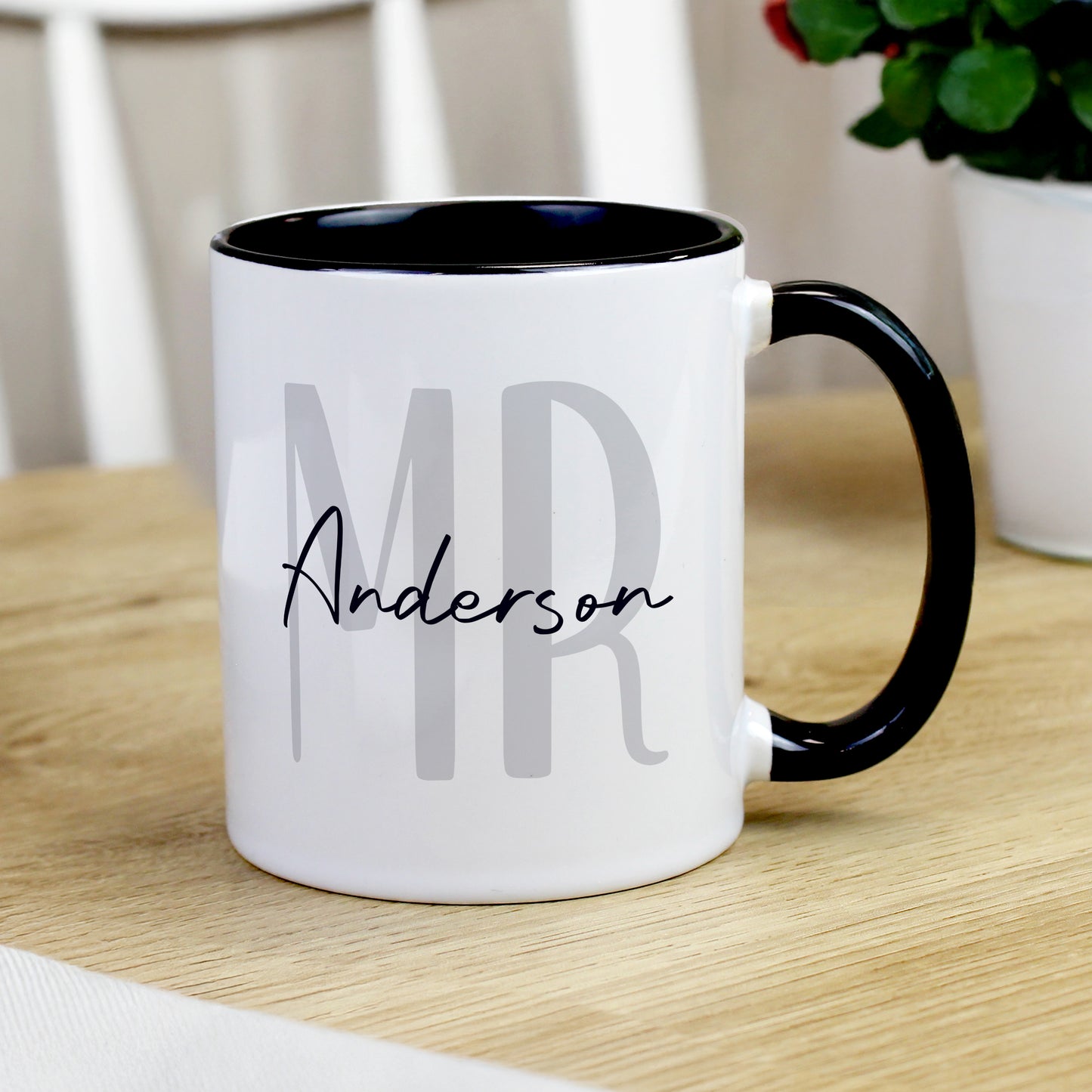 Personalised Mr Black Handle Mug – Wedding Teacher Gift