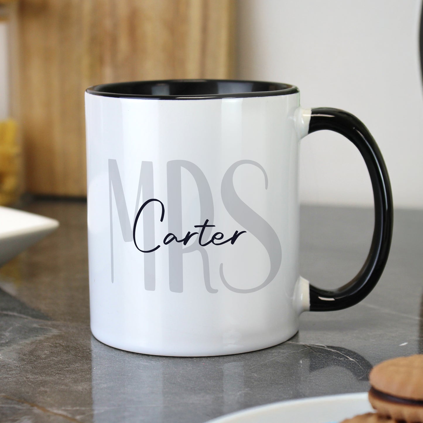 Personalised Mrs Black Handle Mug – Wedding Teacher Gift - image 3