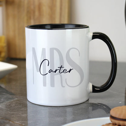Personalised Mrs Black Handle Mug – Wedding Teacher Gift - image 3