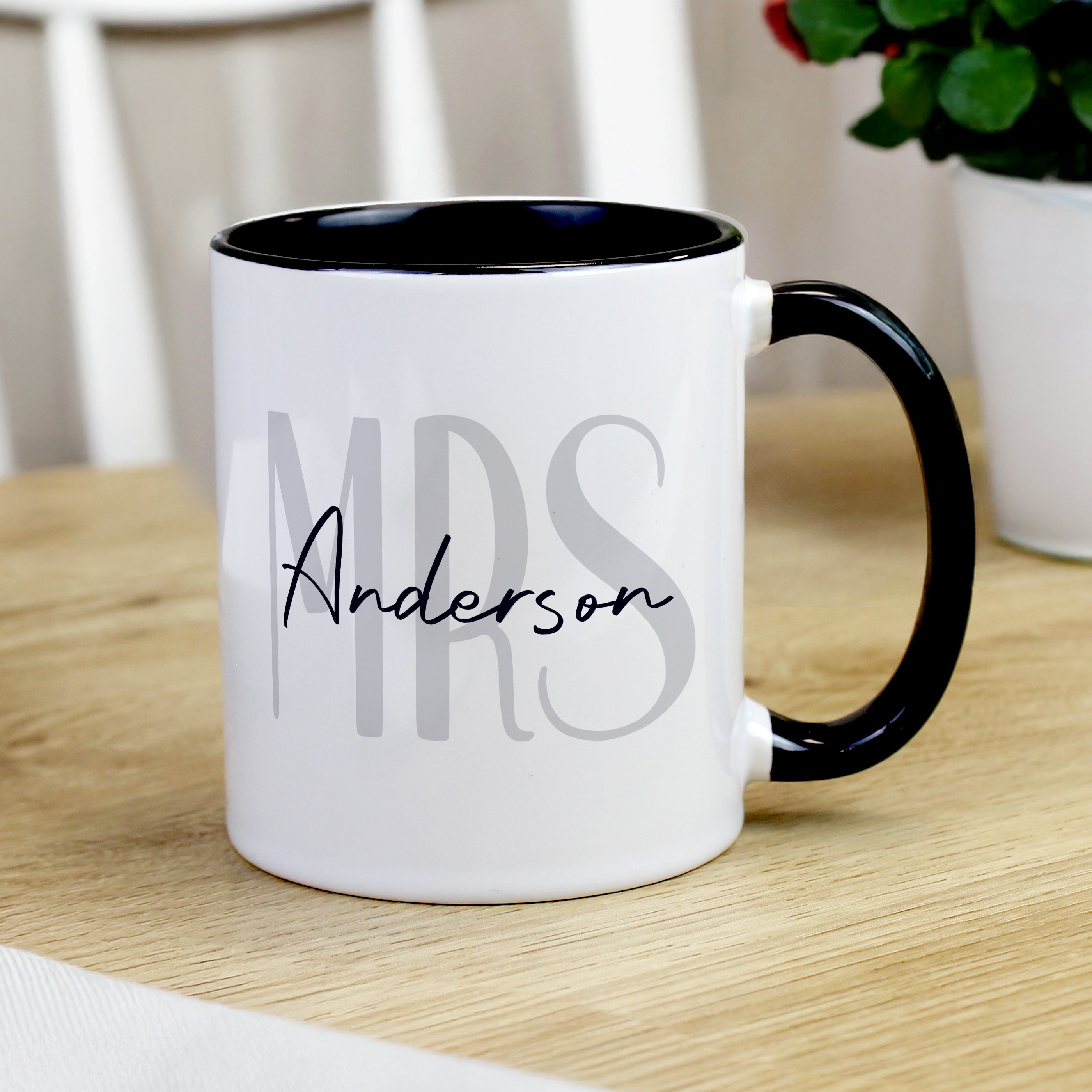 Personalised Mrs Black Handle Mug from Heartfelt Gifts