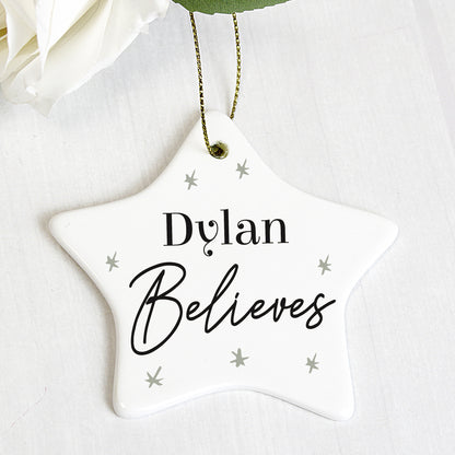 Personalised Believes Ceramic Star Decoration from Heartfelt Gifts