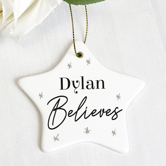 Personalised Believes Ceramic Star Decoration from Heartfelt Gifts