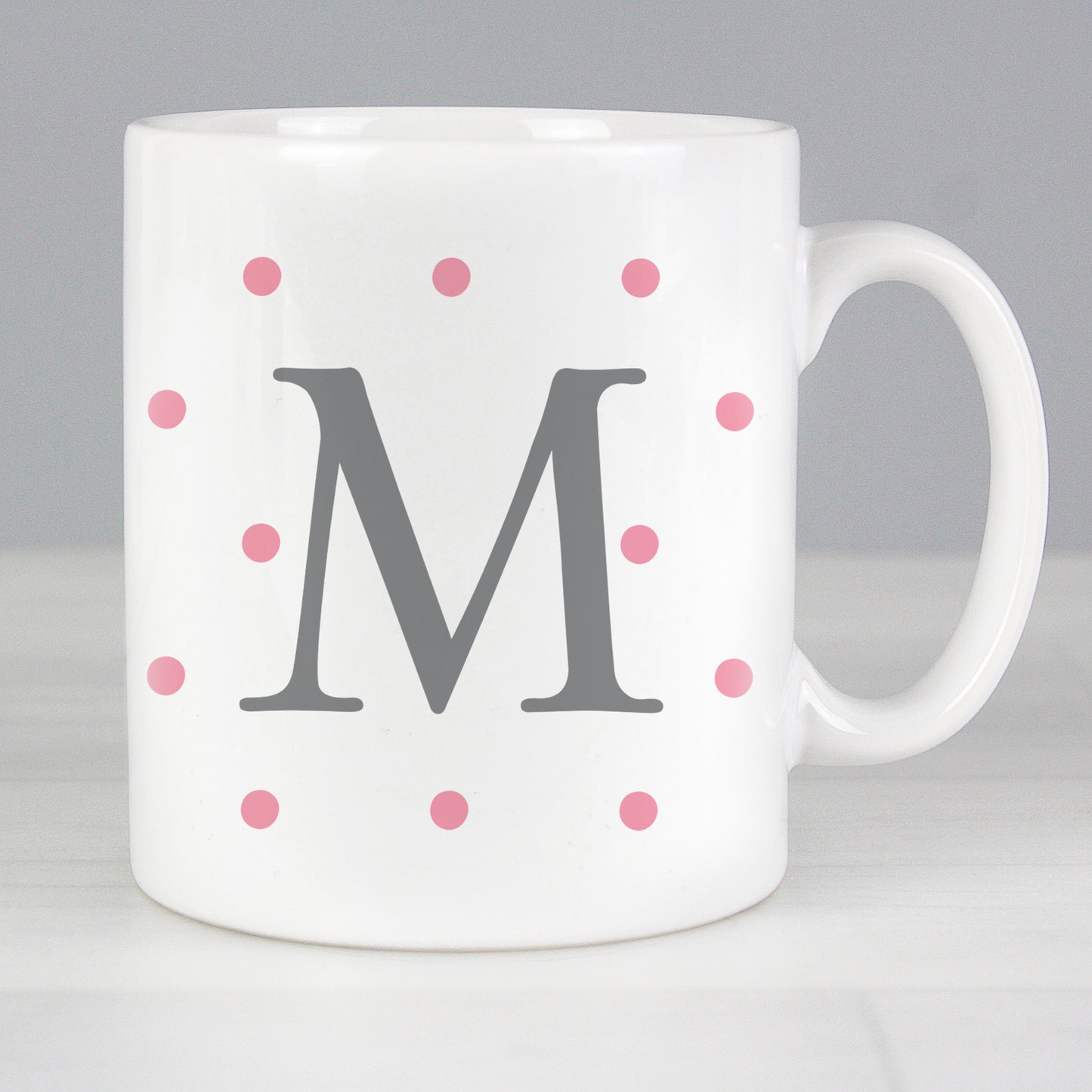 Personalised Monogram Pink Spot Mug from Heartfelt Gifts