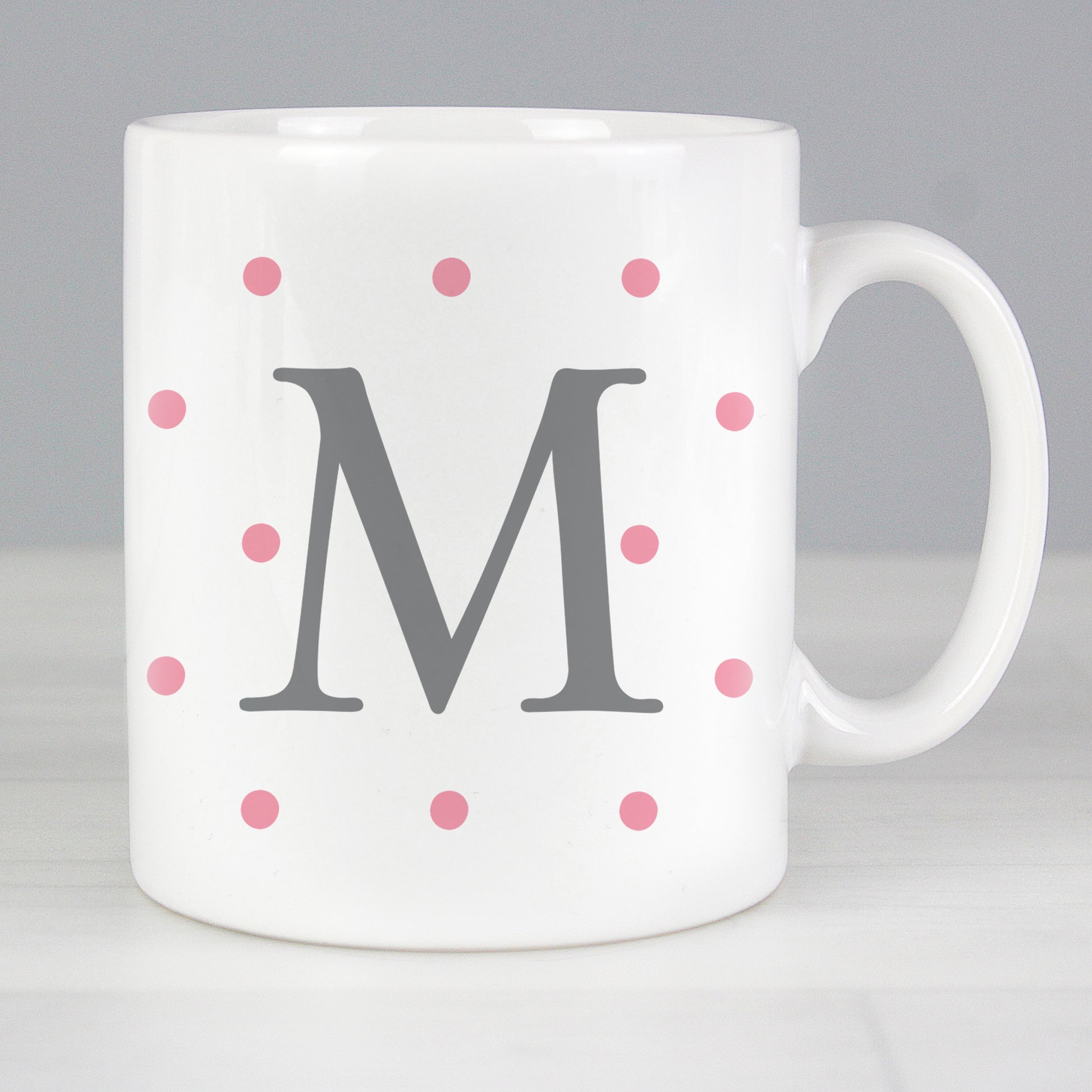 Personalised Monogram Pink Spot Mug from Heartfelt Gifts