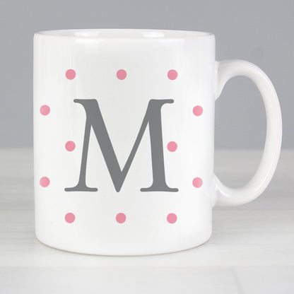 Personalised Monogram Pink Spot Mug from Heartfelt Gifts