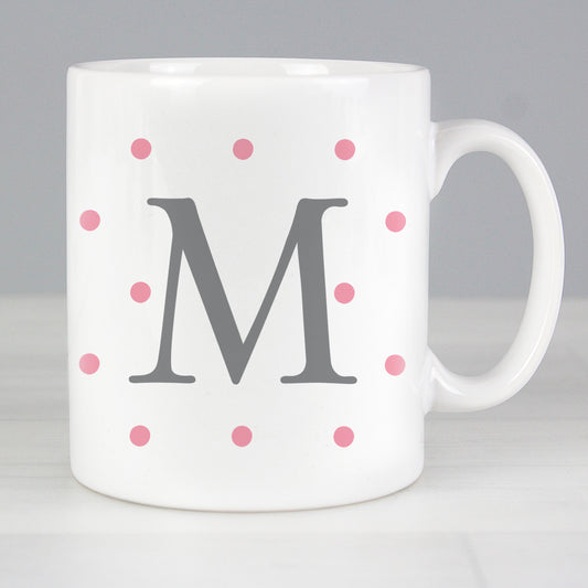 Personalised Monogram Pink Spot Mug from Heartfelt Gifts
