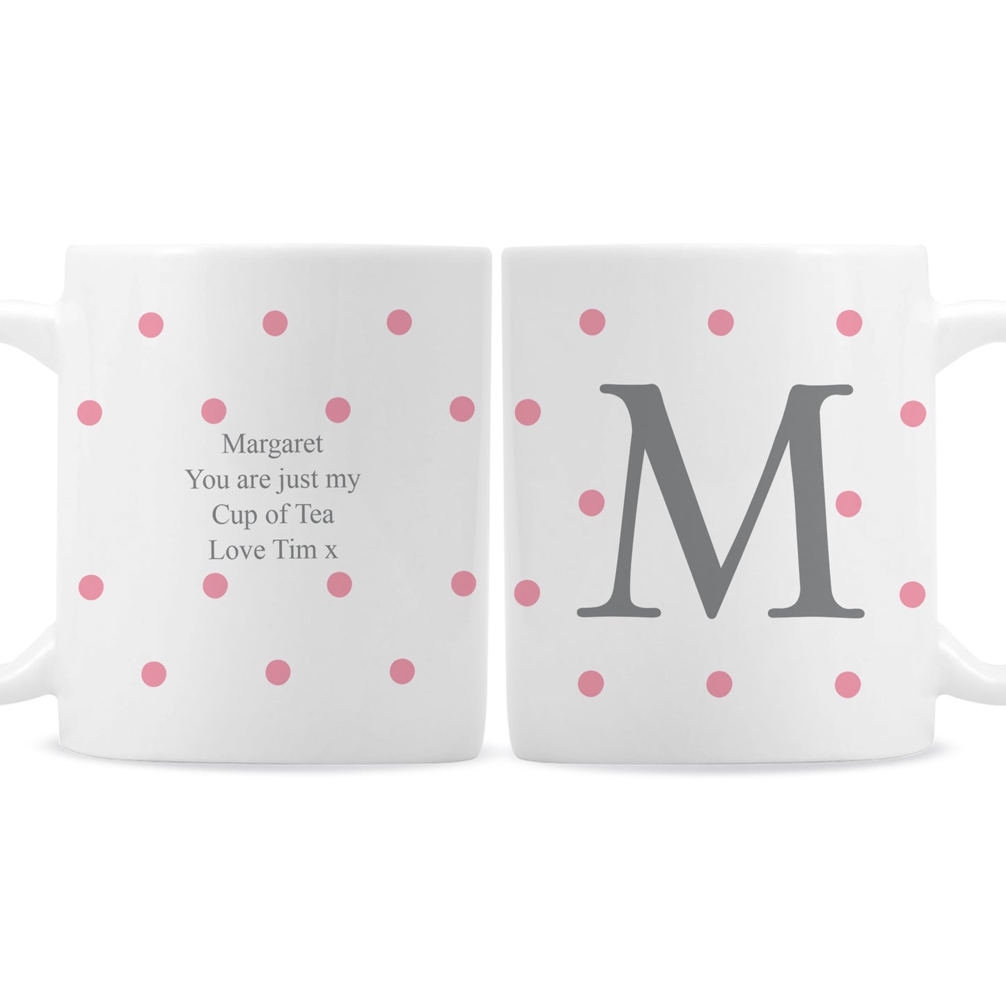 Personalised Monogram Pink Spot Mug - image 2