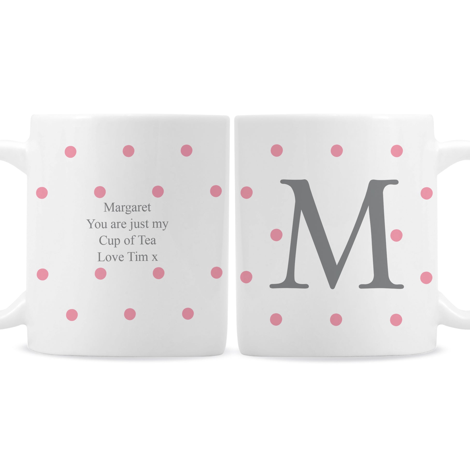 Personalised Monogram Pink Spot Mug - image 2