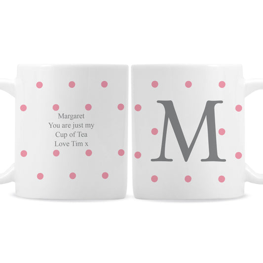 Personalised Monogram Pink Spot Mug - image 2