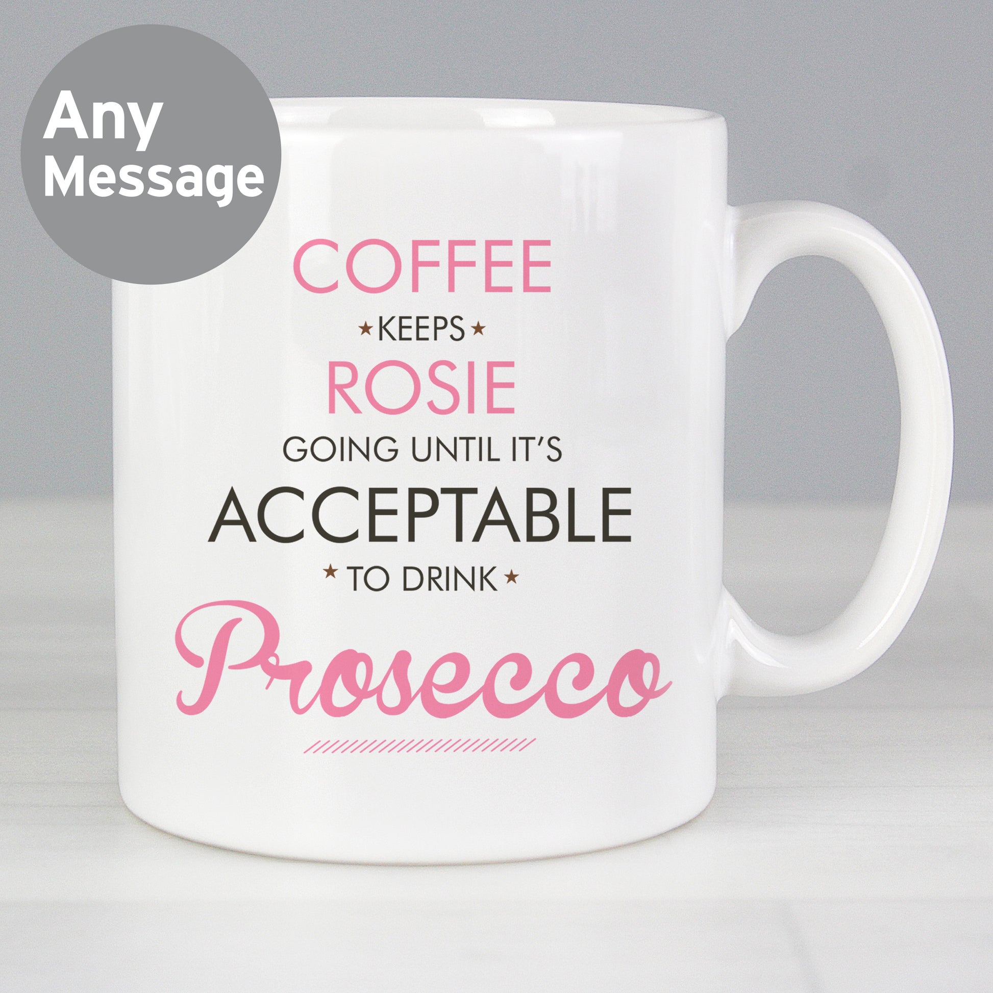 Personalised Pink Acceptable to Drink Mug from Heartfelt Gifts