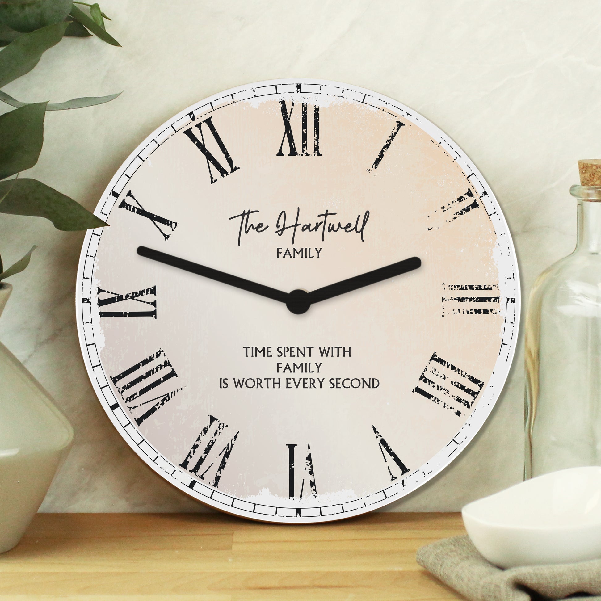 Personalised Rustic Large Wooden Clock from Heartfelt Gifts