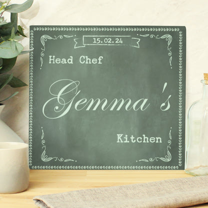 Personalised Family Chalk Glass Chopping Board/Worktop Saver - image 6