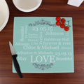 Personalised Typography Glass Chopping Board/Worktop Saver from Heartfelt Gifts