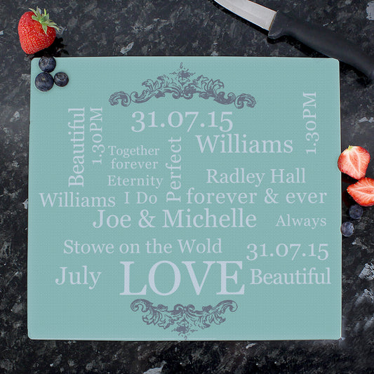 Personalised Typography Glass Chopping Board/Worktop Saver - image 3