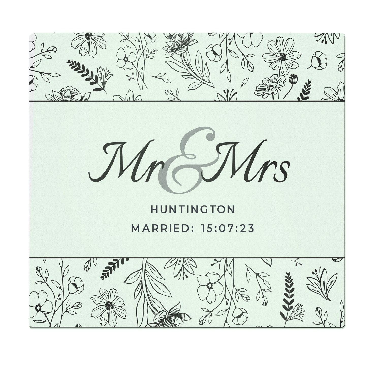 Personalised Mr & Mrs Botanical Glass Chopping Board/Worktop Saver - image 4