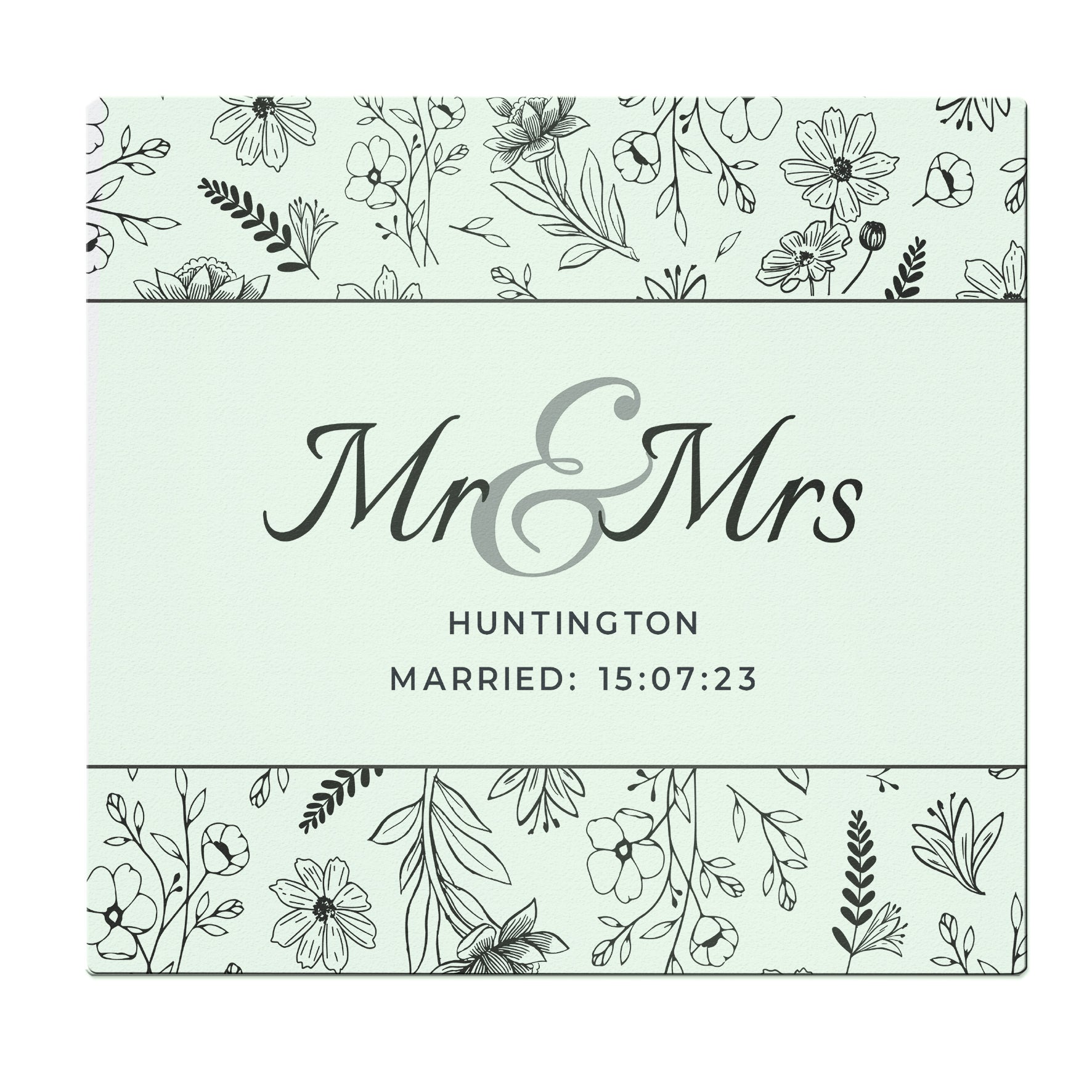 Personalised Mr & Mrs Botanical Glass Chopping Board/Worktop Saver - image 4